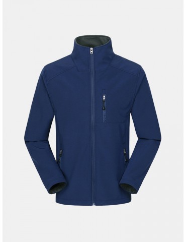 Mens Outdoor Soft Shell Thermal Fleece Lining Windproof Zipper Up Sport Jacket