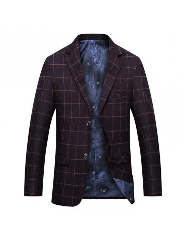 Mens Plaid Blazer Fashion Business Slim Fit Casual Male Blazer Suit Jacket