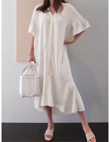 Vintage Summer Party Evening Beach Kaftan Ruffle Dress