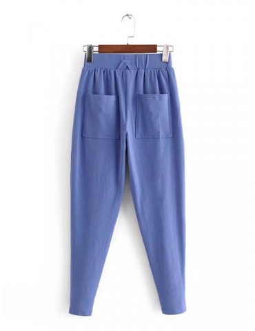 Elastic Waist Casual Big Pocket Trousers