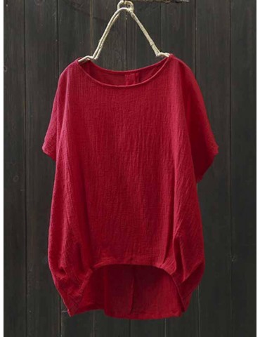 Irregular Short Sleeve Solid Color Loose T-shirt