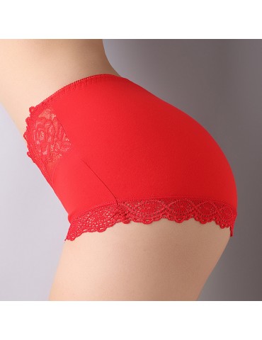 Cotton Lace-trim Hip Lifting Soft Mid Rise Panties