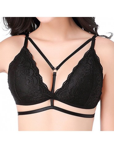 Sexy Hollow Out Backless Lace-trim Wireless Camisole Bras