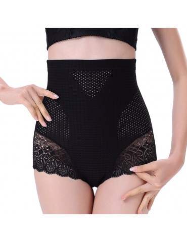 Breathable Mesh High Waist Hip Lifting Lace-trim Shapewear