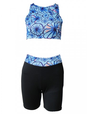 Printed Backless Two Pieces Swimsuit