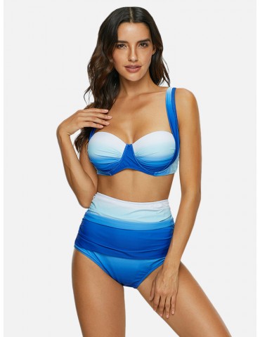 Push Up High Waist Sexy Bikinis Backless Gradient Women Swimsuits By Newchic