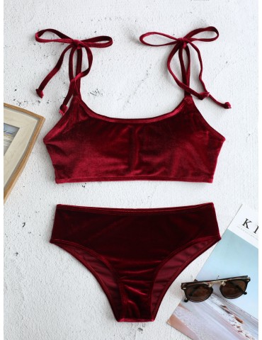 Velvet Sexy Bikinis Women Swimsuits String Straps Backless Swimwear