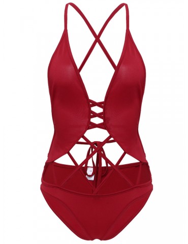 Sexy Hollow Out Criss Cross String Backless Monokini Swimsuits For Women