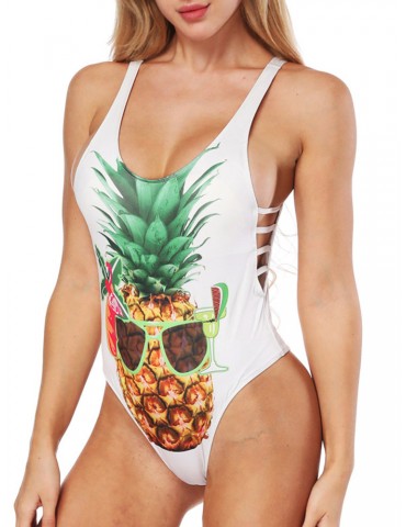 Printing Backless Figure Flattering One Piece Swimsuit Swimwear For Women