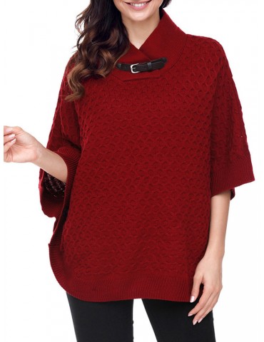 Casual Women Batwing Sleeve knited Cloak Coats