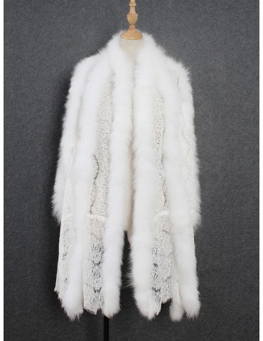 Faux Fur Solid Color Autumn Winter Lace Shawl Coat