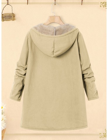 Cat Fish Print Pockets Long Sleeve Zipper Hooded Coat