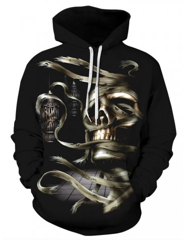 Halloween Skull Pattern Hooded Long Sleeve Women Hoodies