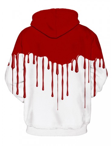 Halloween Blood Print Patchwork Long Sleeve Women Hoodie