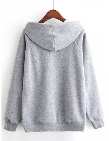 Casual Hooded Print Patchwork Hooded Long Sleeve Women Hoodies