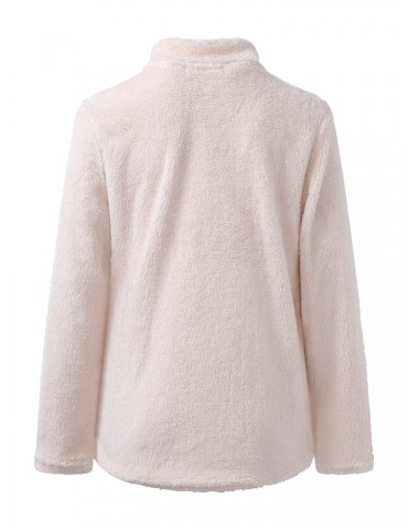 Casual Basic Women High Collar Fleece Sweatshirts