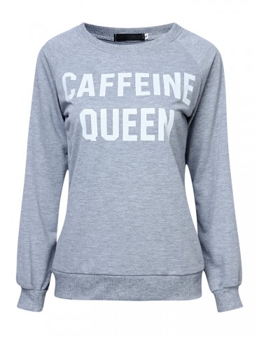 Women Letter Printed Pullover Casual Long Sleeve Sweatshirt