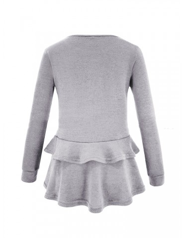 Flouncing Solid Color Crew Neck Sweatshirt