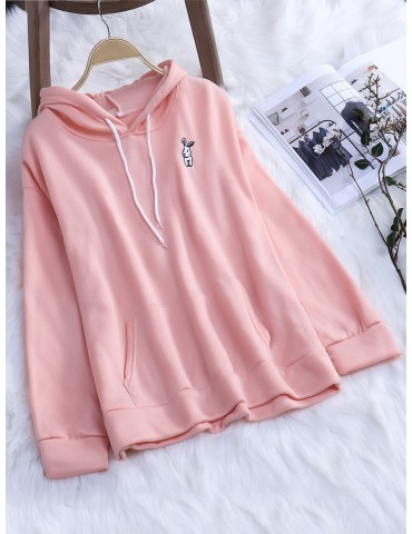 Rabbit Ears Hooded Embroidery Casual Sweatshirts