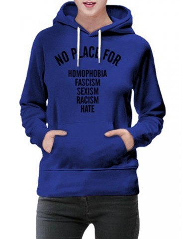 Casual Letters Print Solid Color Long Sleeve Hooded Sweatshirt