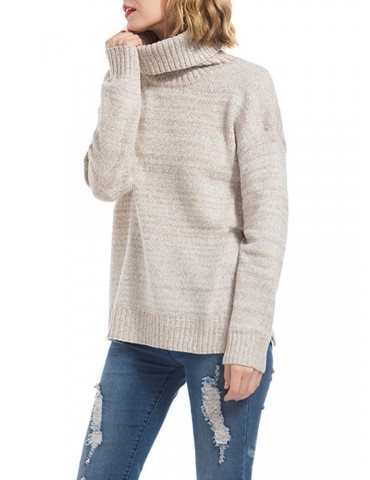 Solid Color Turtleneck Casual Sweaters