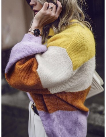 Casual Striped Long Sleeve Overhead Sweater